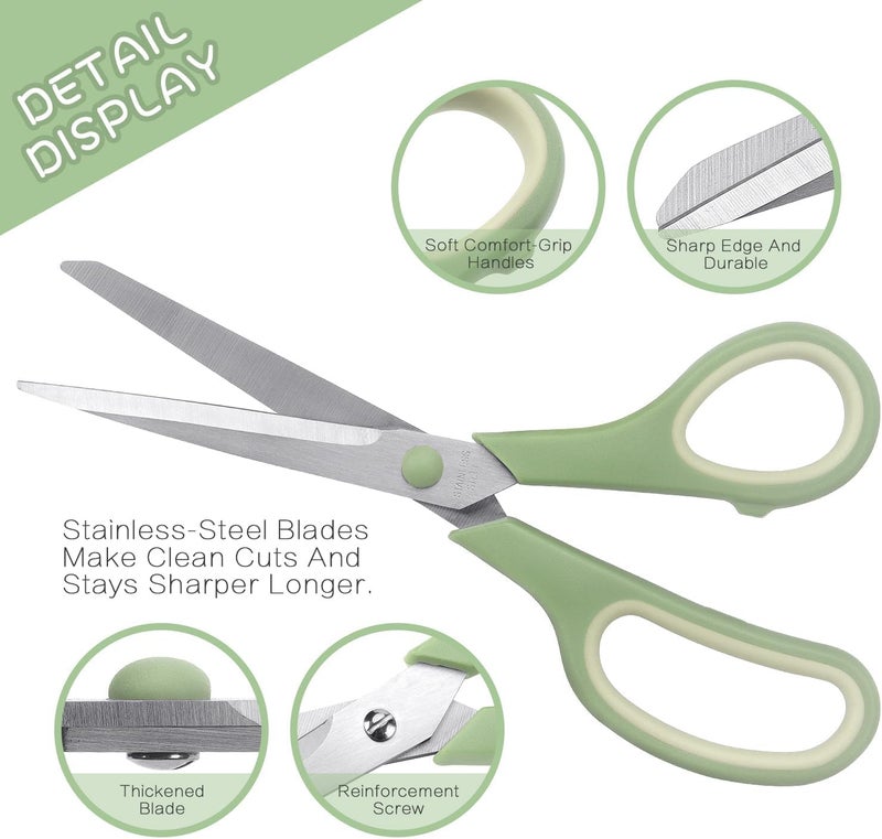 LONGKEY Scissors 8.5 Inch scissors all purpose Bulk Set of 3, Scissors for Office Home School Craft Supplies, Soft Comfort-Grip Right/Left Hand - Image 3